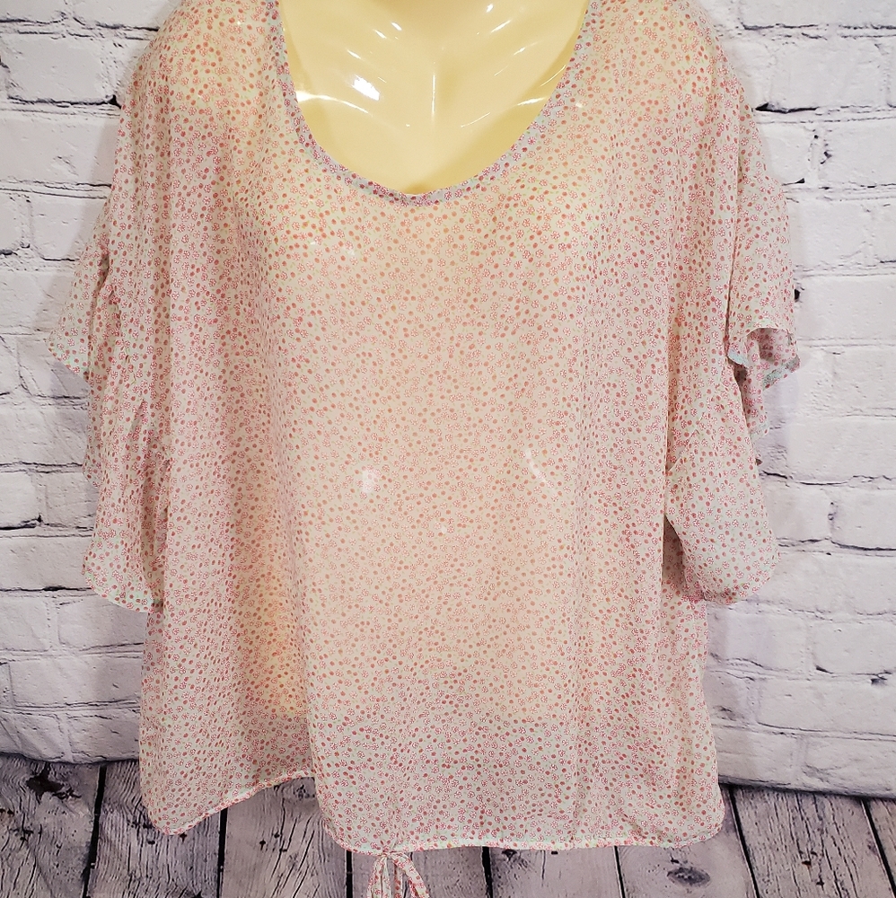 Love & Joy Semi Sheer Floral Blouse